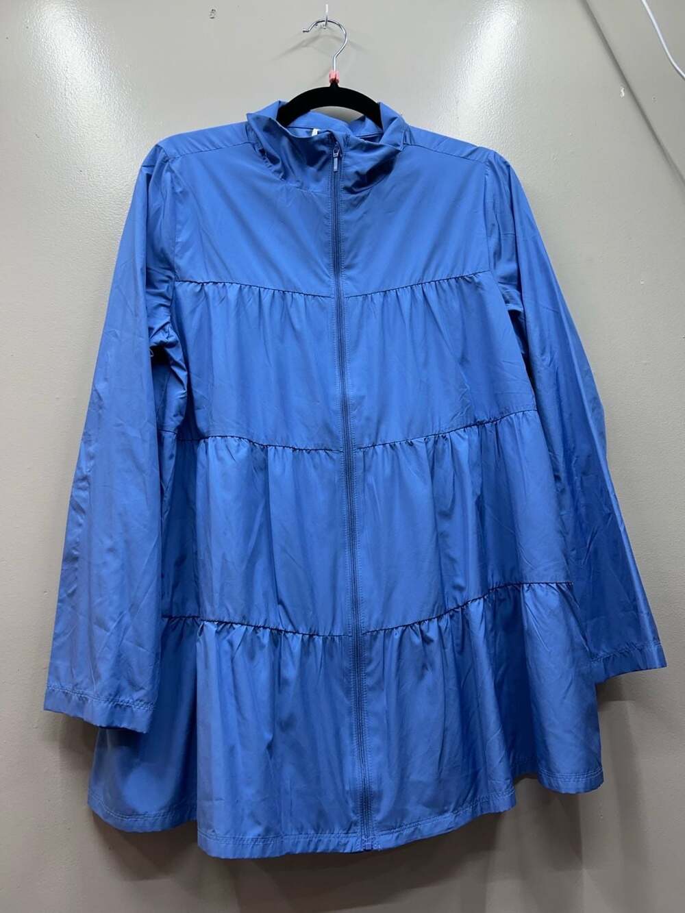 J. Jill Fit Water-Repellent Tiered Anorak Jacket in Saltwater Blue